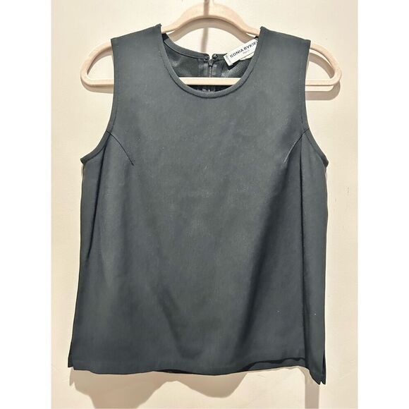 Sonia Rykiel Paris Black Blouse Sleeveless Tank Top Crew Neck - Picture 2 of 4